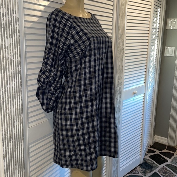 JOA Just One Answer Blue and white plaid maternity dress - Picture 6 of 9